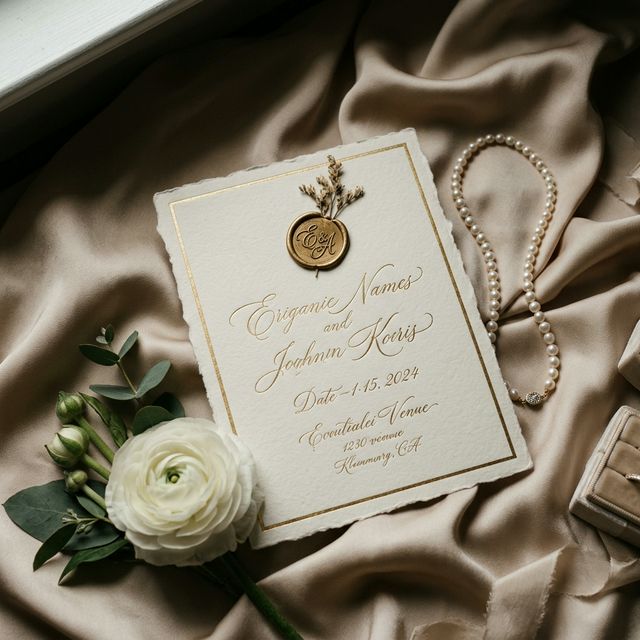 Wedding Invitation and Pearl Accessories